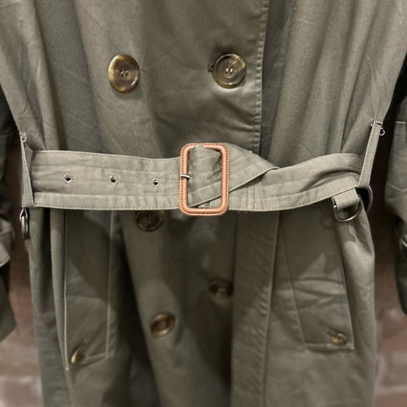 AQUASCUTUM khaki green trench coat in Sz 8 - Picture 7 of 9